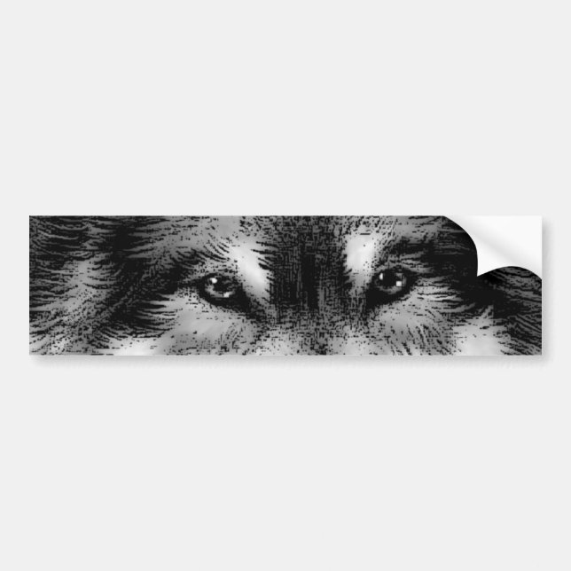 Adesivo Para Carro Lobo Negro e Branco (Frente)