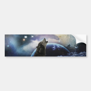 Adesivo Para Carro Lobo que urra na lua