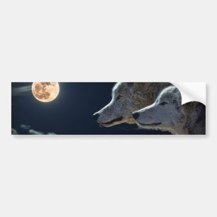 Adesivo Para Carro Lobos brancos na Lua cheia