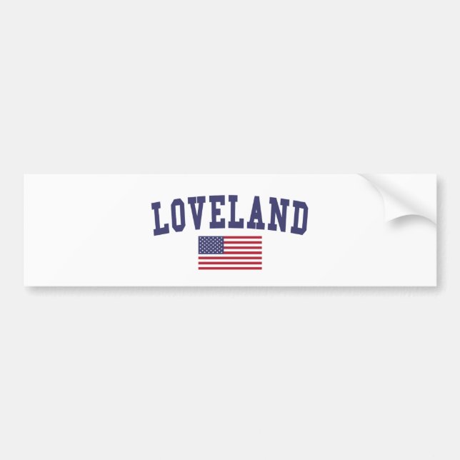 Adesivo Para Carro Loveland EUA Flag (Frente)