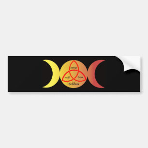 Adesivo Para Carro lua tripla no fundo preto com triquetra 2