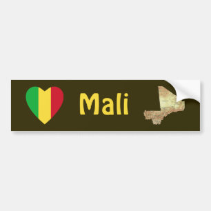 Adesivo Para Carro Mali Flag Heart + Map Bumper Sticker