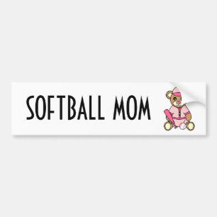 Adesivo Para Carro Mamã bonito do softball - rosa do urso de ursinho