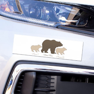 Adesivo Para Carro Mama Urso Personalizada Com 2 Nomes de Filhos Pres
