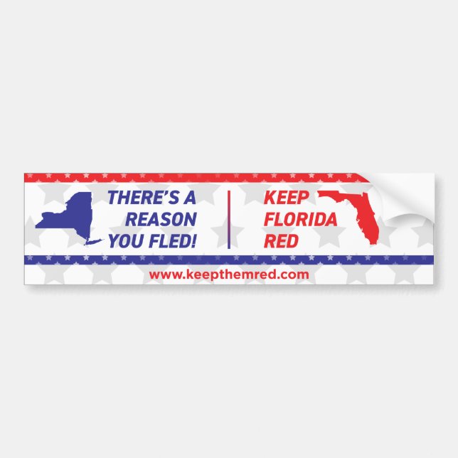 Adesivo Para Carro Mantenha-os vermelhos - Bumper Sticker NY to FL (Frente)
