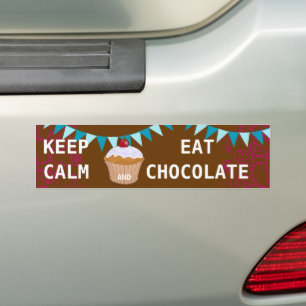 ADESIVO PARA CARRO MANTER CALMA COMER CHOCOLATE