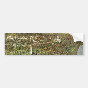 Adesivo Para Carro Mapa antigo, vista panorâmica do Washington DC