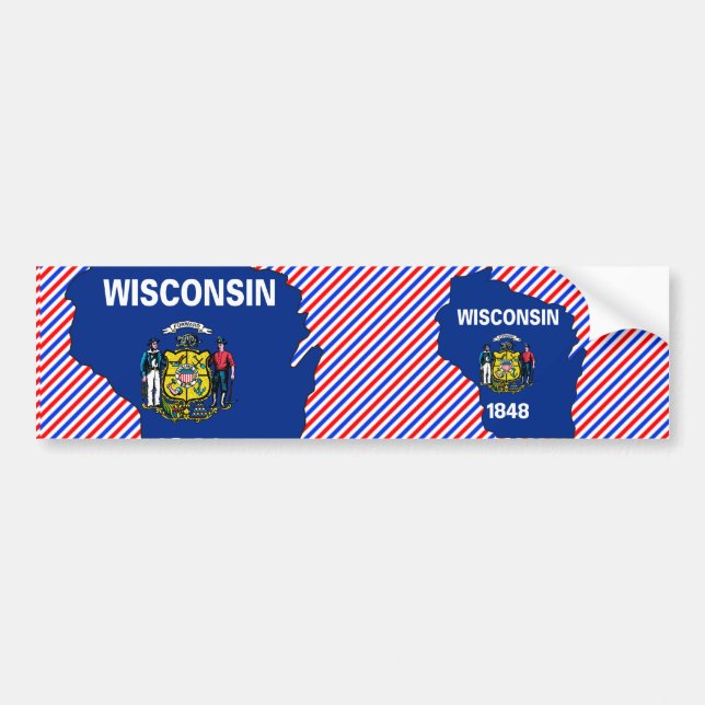Adesivo Para Carro Mapa da bandeira de Wisconsin (Frente)