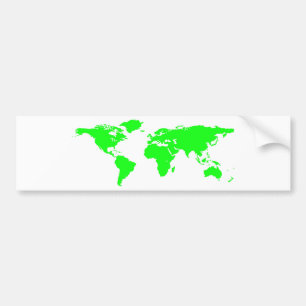 Adesivo Para Carro Mapa do Mundo Branco Verde