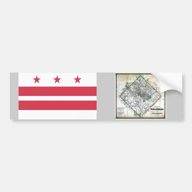 Adesivo Para Carro Mapa e bandeira do Washington DC (Frente)