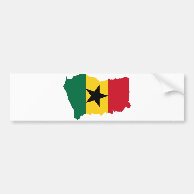 Adesivo Para Carro Mapa GH da bandeira de Ghana (Frente)