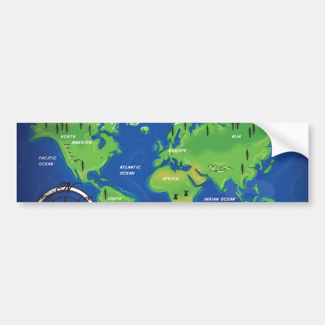 Adesivo Para Carro Mapa Mundial (Frente)