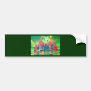 Adesivo Para Carro Mar de Verde com Lixo Abstrato Cubista
