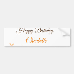 Adesivo Para Carro Marrom-alaranjado feliz aniversário adicione nome 