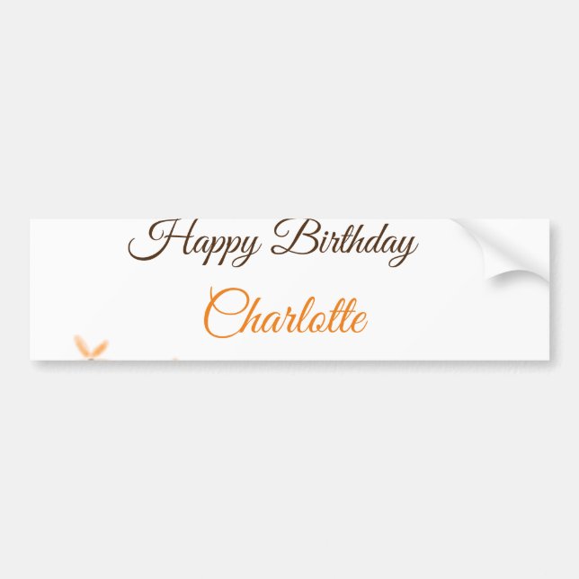 Adesivo Para Carro Marrom-alaranjado feliz aniversário adicione nome  (Frente)