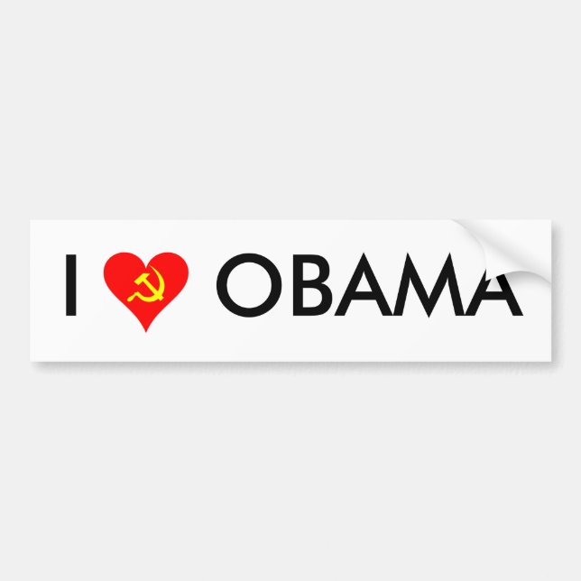 Adesivo Para Carro (Martelo e foice) amor Obama de I [BRANCO] (Frente)