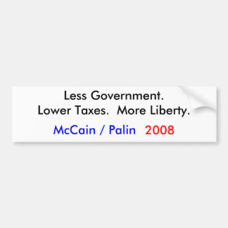 Adesivo Para Carro McCain/Palin 2008 = menos governo