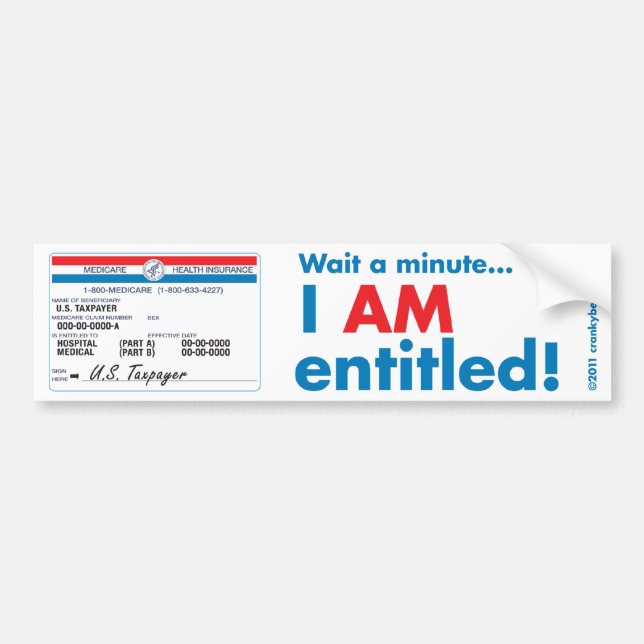 Adesivo Para Carro Medicare I'm Entitated Bumper Sticker (Frente)
