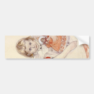 Adesivo Para Carro Menina bonita com boneca (Arte infantil)