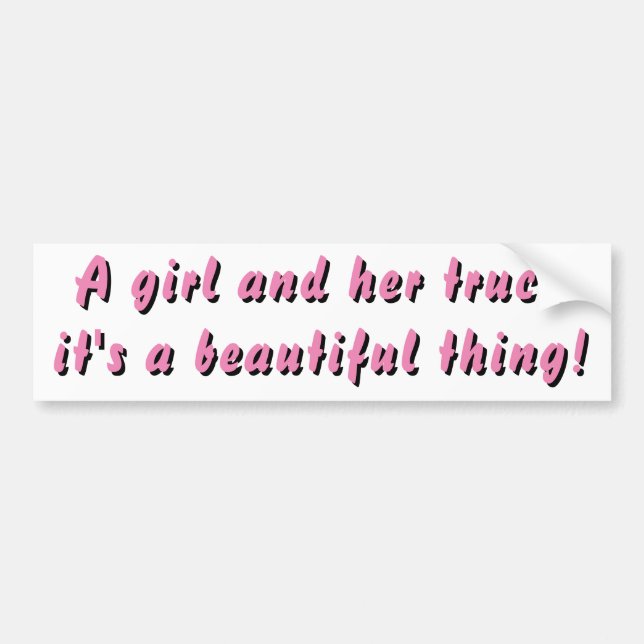 Adesivo Para Carro Menina e seu caminhão, coisa bonita! Rosa (Frente)
