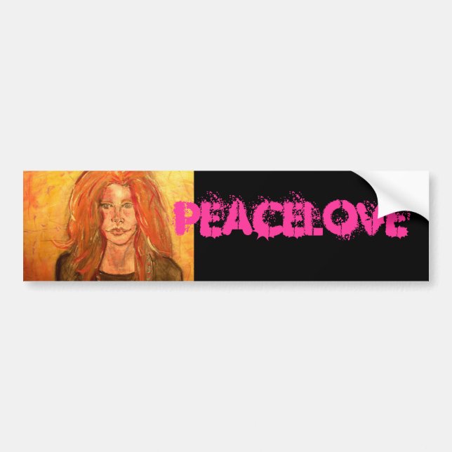 Adesivo Para Carro menina PeaceLove do hippie (Frente)