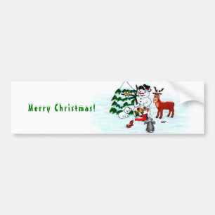 Adesivo Para Carro Merry Christmas! Snowman with Friends