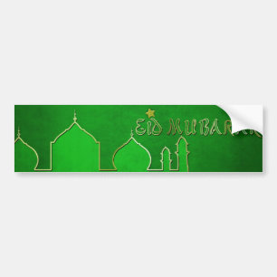 Adesivo Para Carro Mesquita Dourada Verde Eid Mubarak