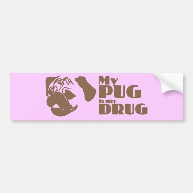 Adesivo Para Carro Meu Pug é meu decalque da droga (Frente)