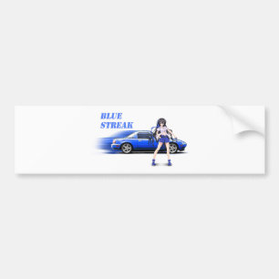 Adesivo Para Carro Miata azul - com menina do anime