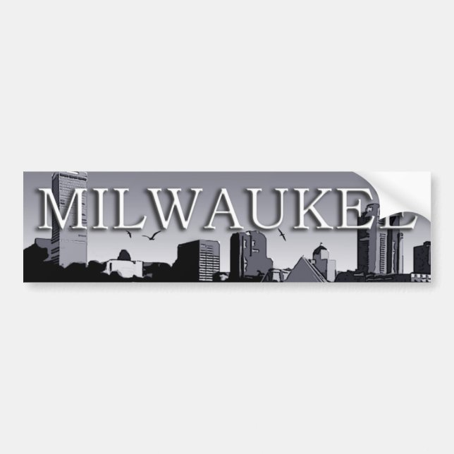 Adesivo Para Carro Milwaukee Wisconsin Skyline Bumper Sticker (Frente)