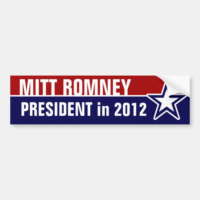 Adesivo Para Carro Mitt Romney em 2012 (Frente)