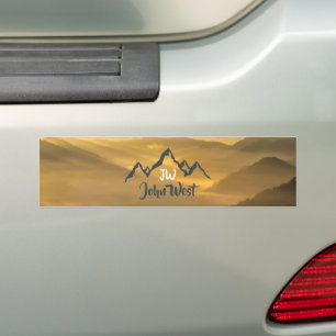 Adesivo Para Carro monograma de montanhas personalizável do nascer do