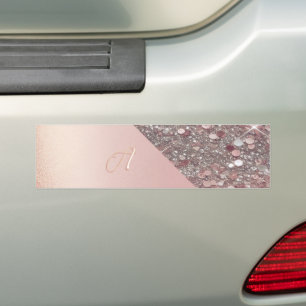 Adesivo Para Carro Monograma Elegante em Dourado Rosa