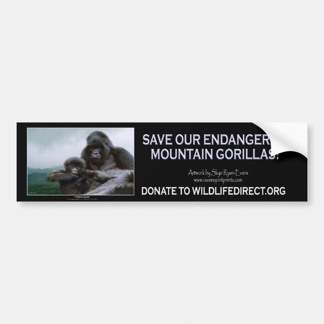 Adesivo Para Carro Montanha Gorillas Wildlife Support Bumper Sticker (Frente)