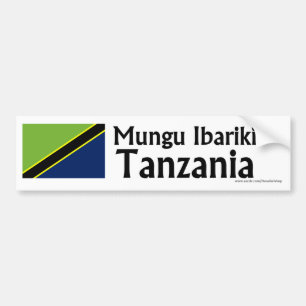 Adesivo Para Carro Mungu Ibariki (deus abençoe) Tanzânia com bandei