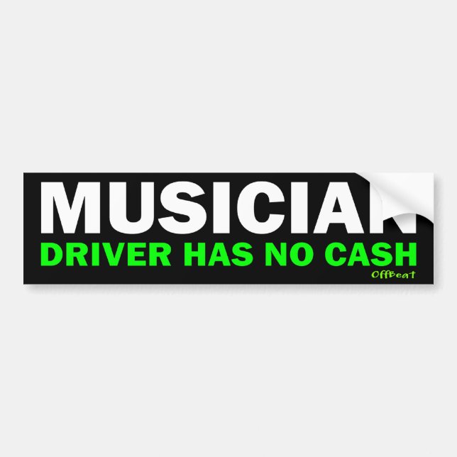 Adesivo Para Carro Músico - nenhum dinheiro (Frente)