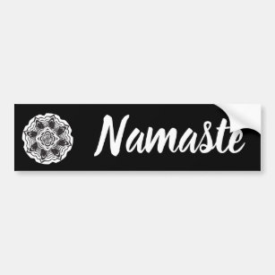 Adesivo Para Carro Namaste Black White Floral Mandala Bumper Sticker