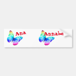 Adesivo Para Carro Nametags Ana e Annabella Multicolor Butterfly