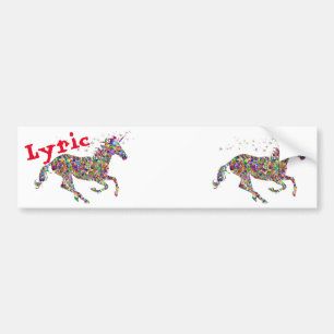 Adesivo Para Carro Nametags Lyric e Vazio Unicórnio Multicolor