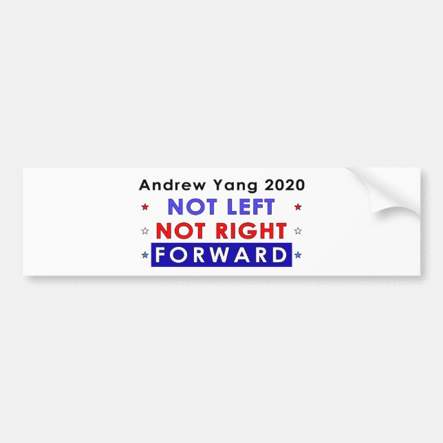 Adesivo Para Carro NÃO DEIXADO PARA A FRENTE - Andrew Yang 2020 (Frente)