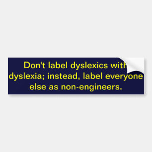 Adesivo Para Carro Não etiquete dyslexics com dislexia