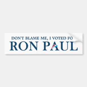Adesivo Para Carro Não me culpe, votei em Ron Paul