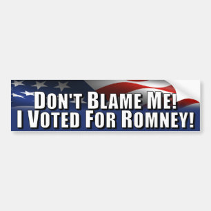 Adesivo Para Carro Não me responsabilize - eu votei para Romney