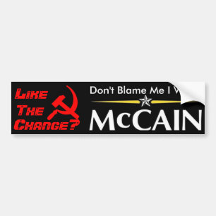 Adesivo Para Carro Não me responsabilize que eu votei McCain