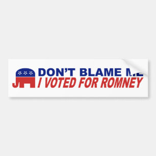 Adesivo Para Carro Não me responsabilize que eu votei para Romney
