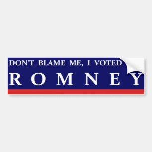 ADESIVO PARA CARRO NÃO ME RESPONSABILIZE QUE EU VOTEI PARA ROMNEY