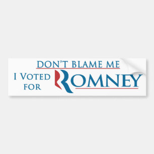Adesivo Para Carro Não me responsabilize que eu votei para Romney co