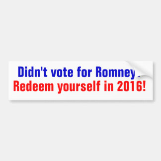 Adesivo Para Carro Não votou para Romney? Redeem em 2016