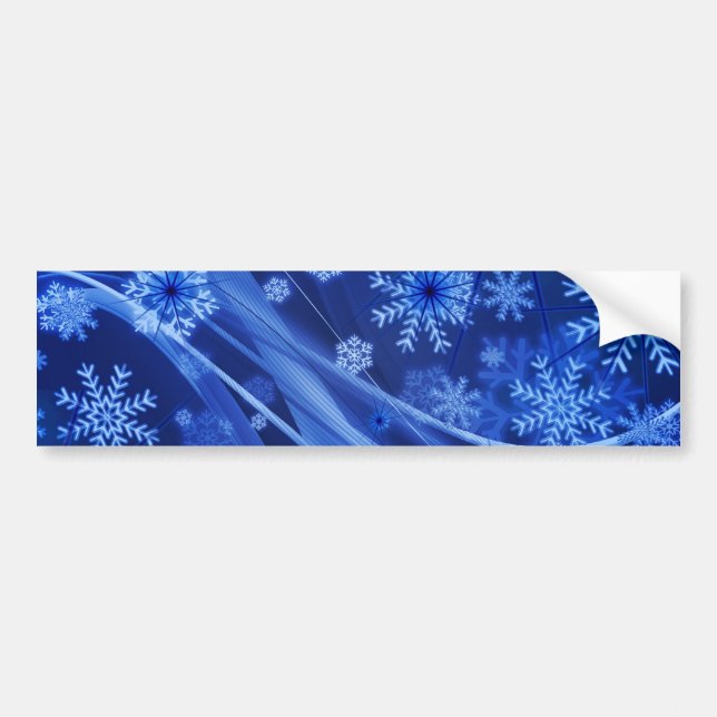 Adesivo Para Carro Natal Azul Flocos de Neve de inverno (Frente)