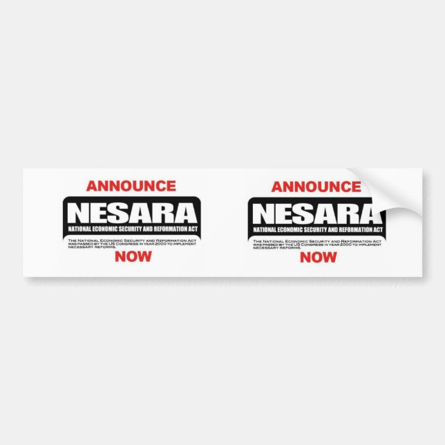 Adesivo Para Carro Nesara bumper sticker (Frente)